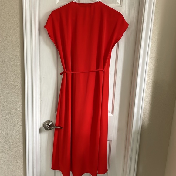 Zara Red Poppy wrap midi dress . NEW with tags . - Picture 6 of 7